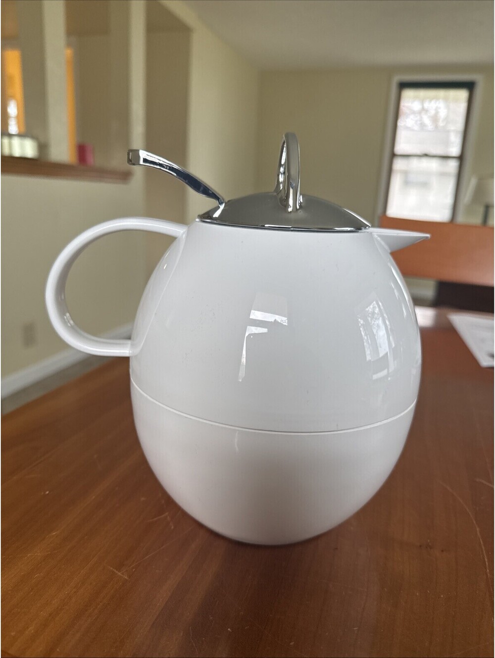 Studio Nova White And Silver Thermos Mid Century Modern Style